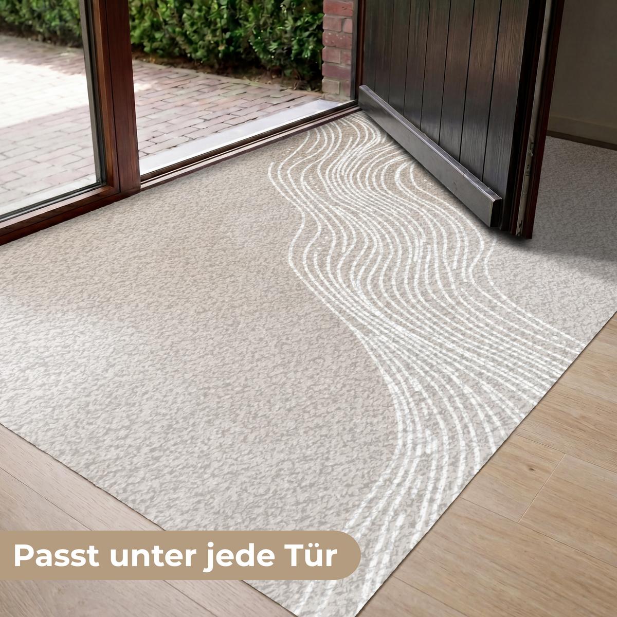 FUSSMATTE Wellenlinien - Fließend - Sandfarben Fußabtreter 150x90 cm - Beige, Kunststoff (150/0.4cm) - MuchoWow
