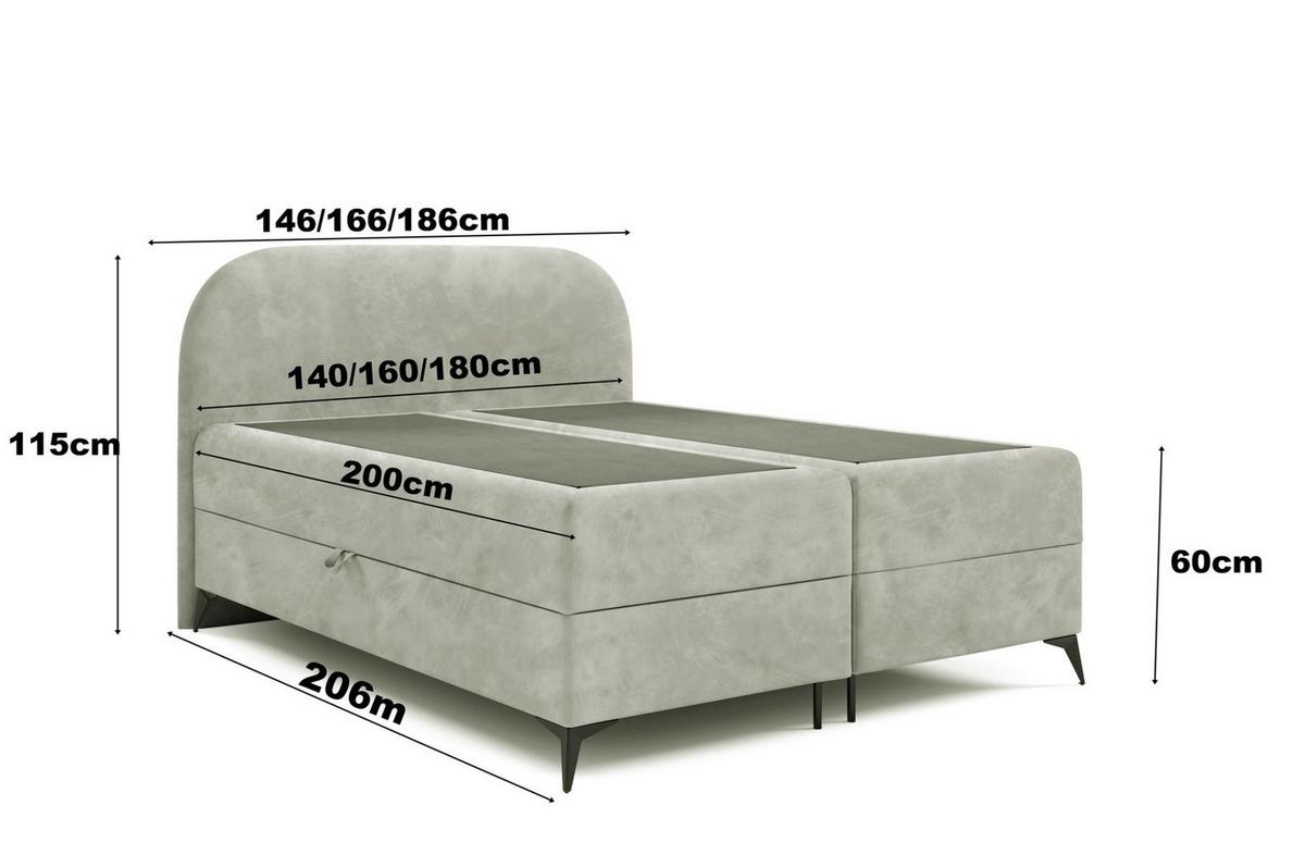 BOXBETT Gorgia - Beige, Holzwerkstoff/Textil (160/200cm) - Fun Möbel