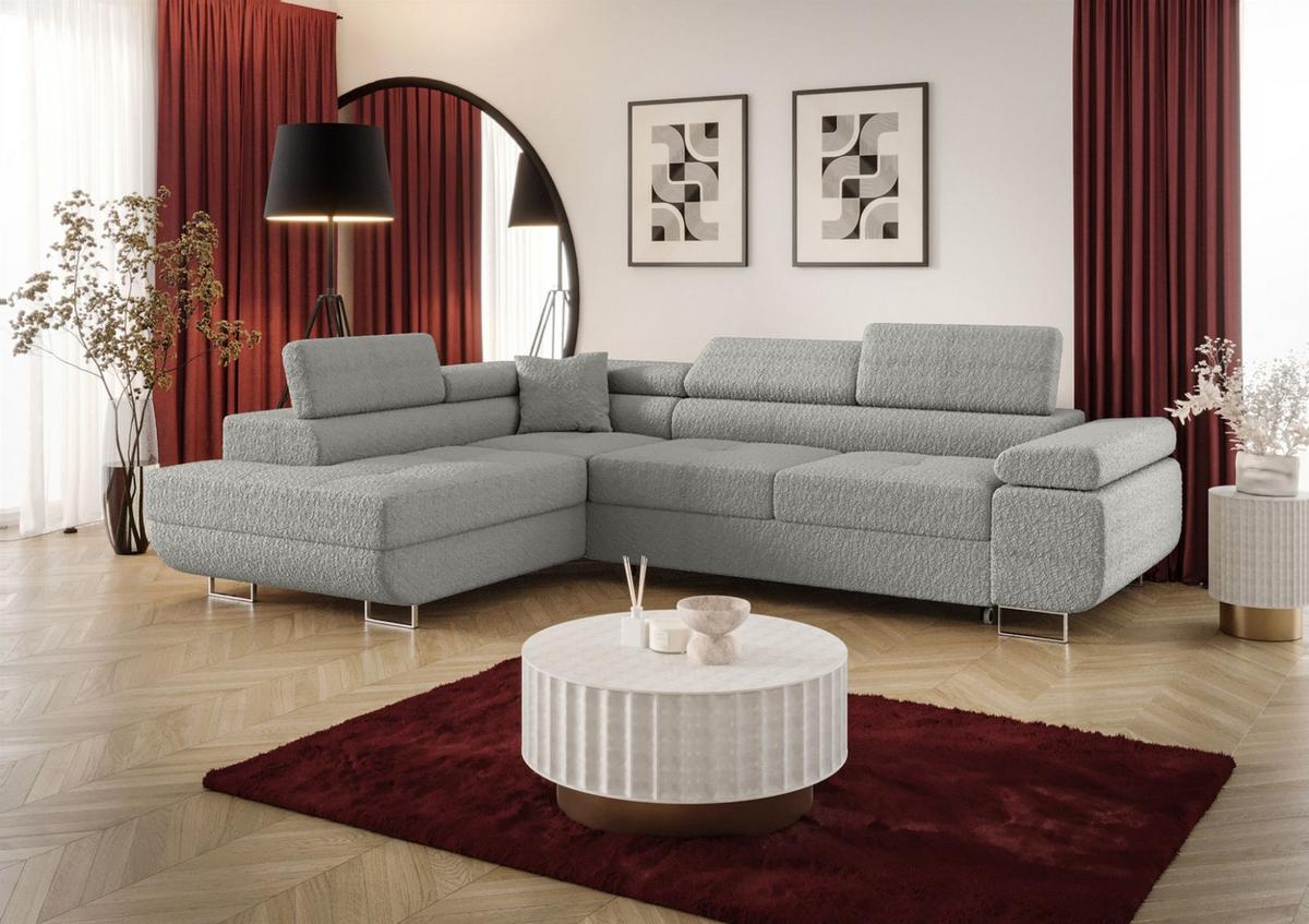 ECKSOFA Monaro Mit Schlaffunktion - Hellgrau, Holzwerkstoff/Textil (202/275cm) - Fun Möbel