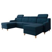 ECKSOFA Marbella U - Blau/Naturfarben, Holz/Textil (286/82/165cm) - MIRJAN24