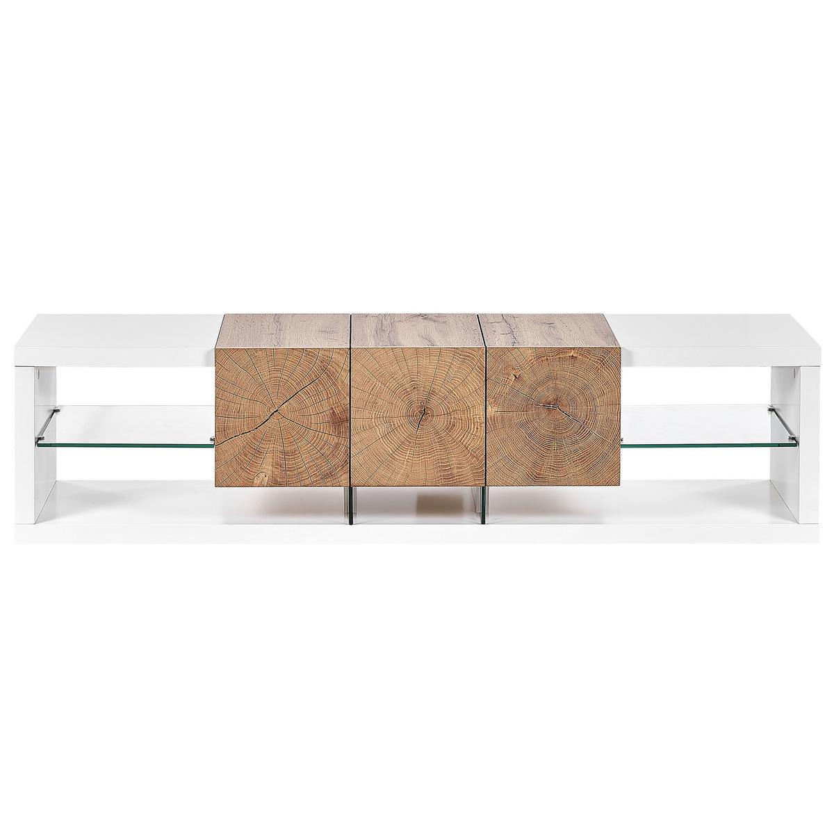 TV-MÖBEL Weiß, Hellbraun FULERTON 42/160/40 cm - Weiß, Holzwerkstoff (160/40/42cm) - Beliani