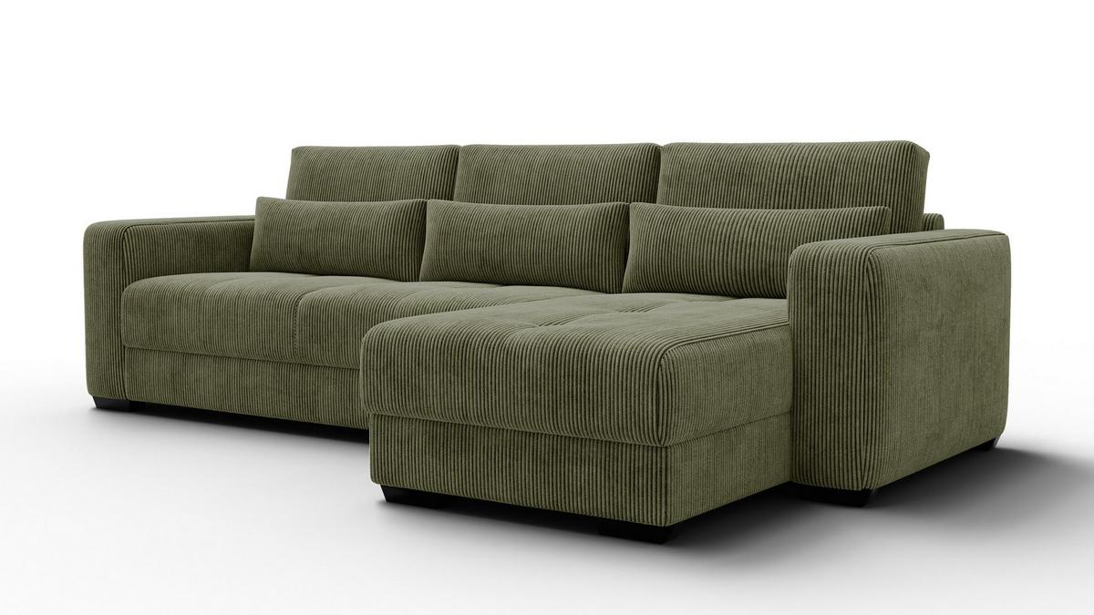 ECKSOFA OLI 4-Sitzer rechts, olivgrün - Olivgrün, Holz/Textil (295/172cm) - Wozimo