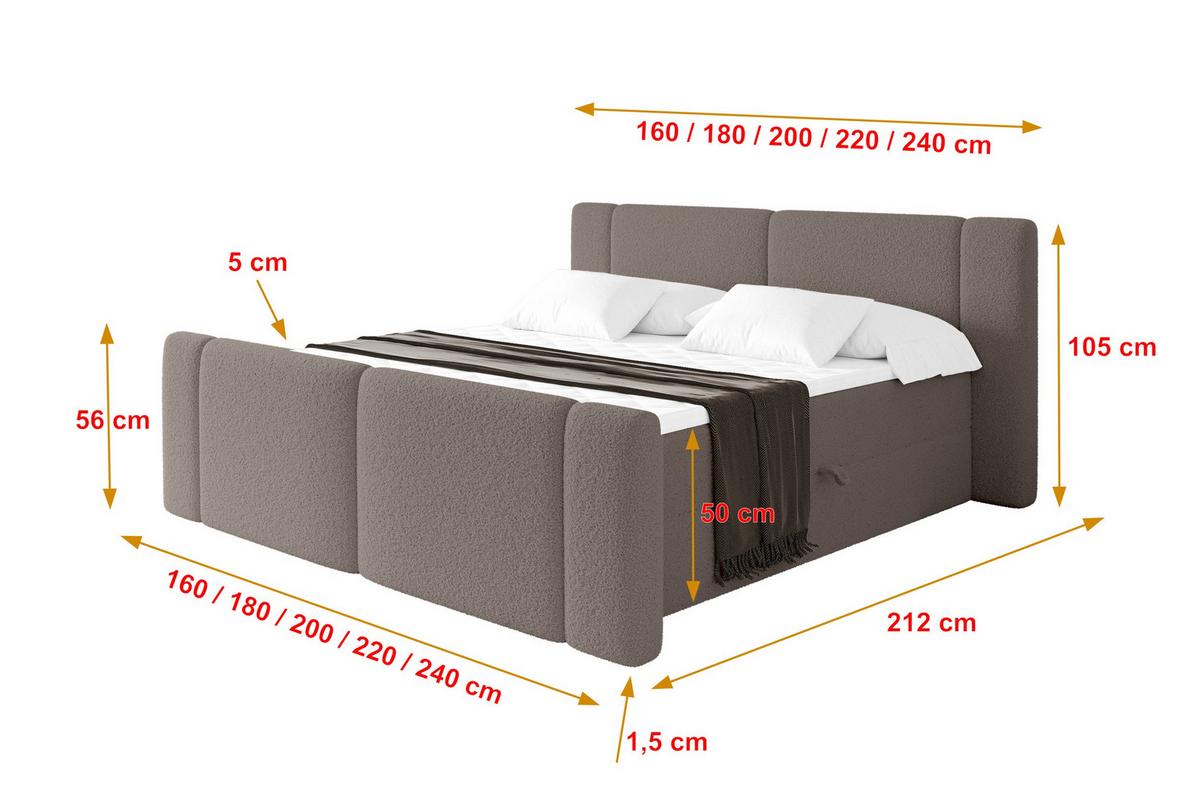 BOXBETT mit Matratze H4 - EVON Zanozek - 180x200 cm Braun - Braun, Holzwerkstoff (180/200cm) - ALTDECOR
