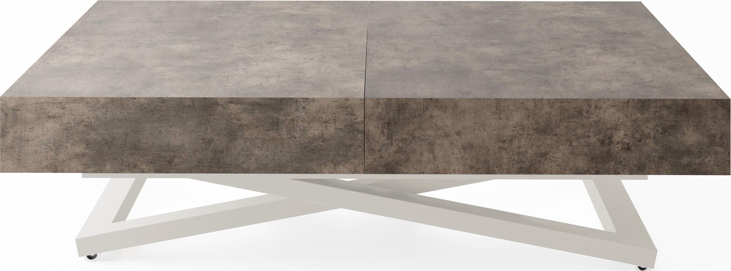 COUCHTISCH Cavetta U höhenverstellbar ausziehbar, Dunkelgrauer Chicago Beton 120-200/80/27-76 cm - Kaschmir/Dunkelgrau, Holzwerkstoff/Metall (80/120/76cm) - WFL GROUP