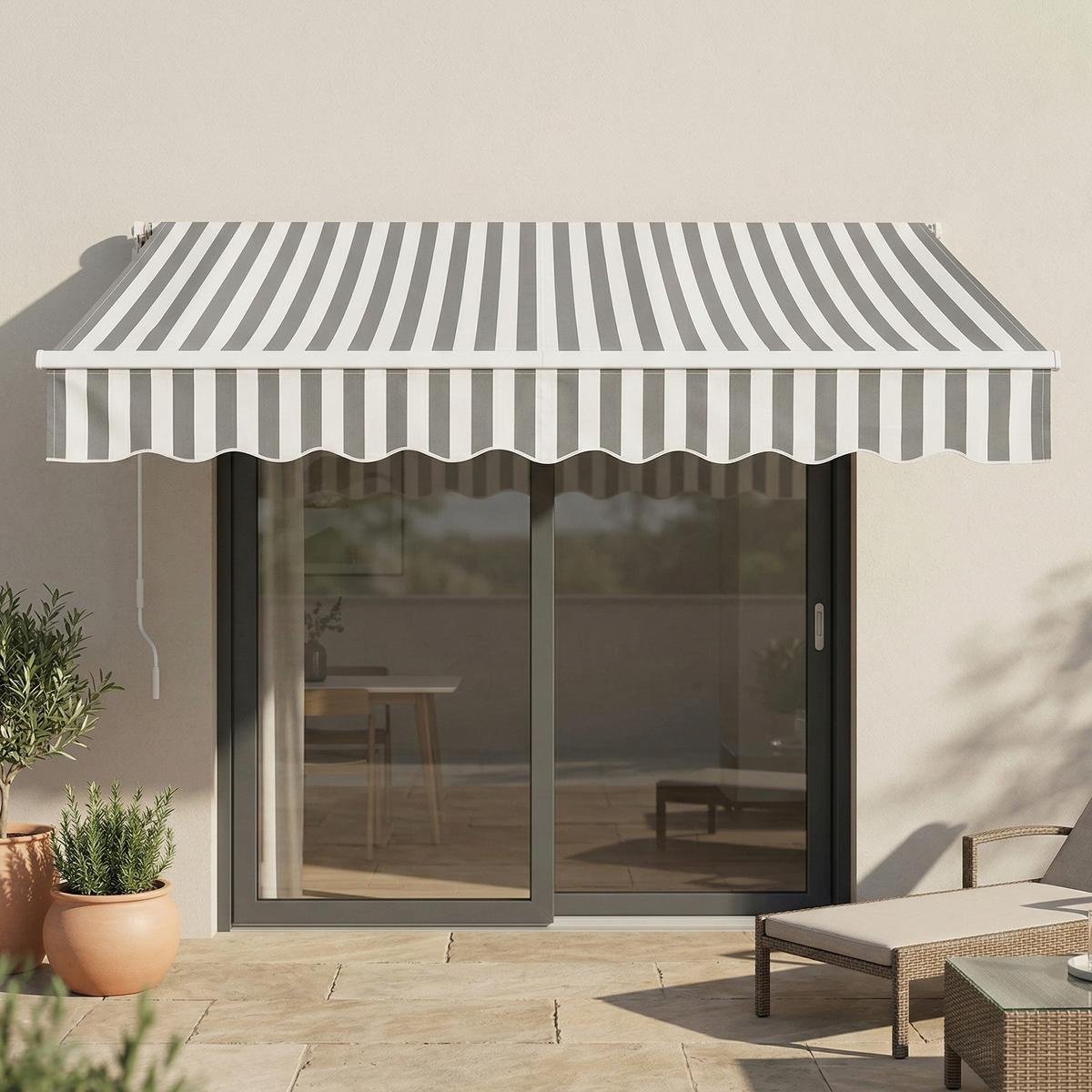 GELENKARMMARKISE Bitonto - Weiß/Grau, Textil/Metall (250/200cm) - [en.casa]