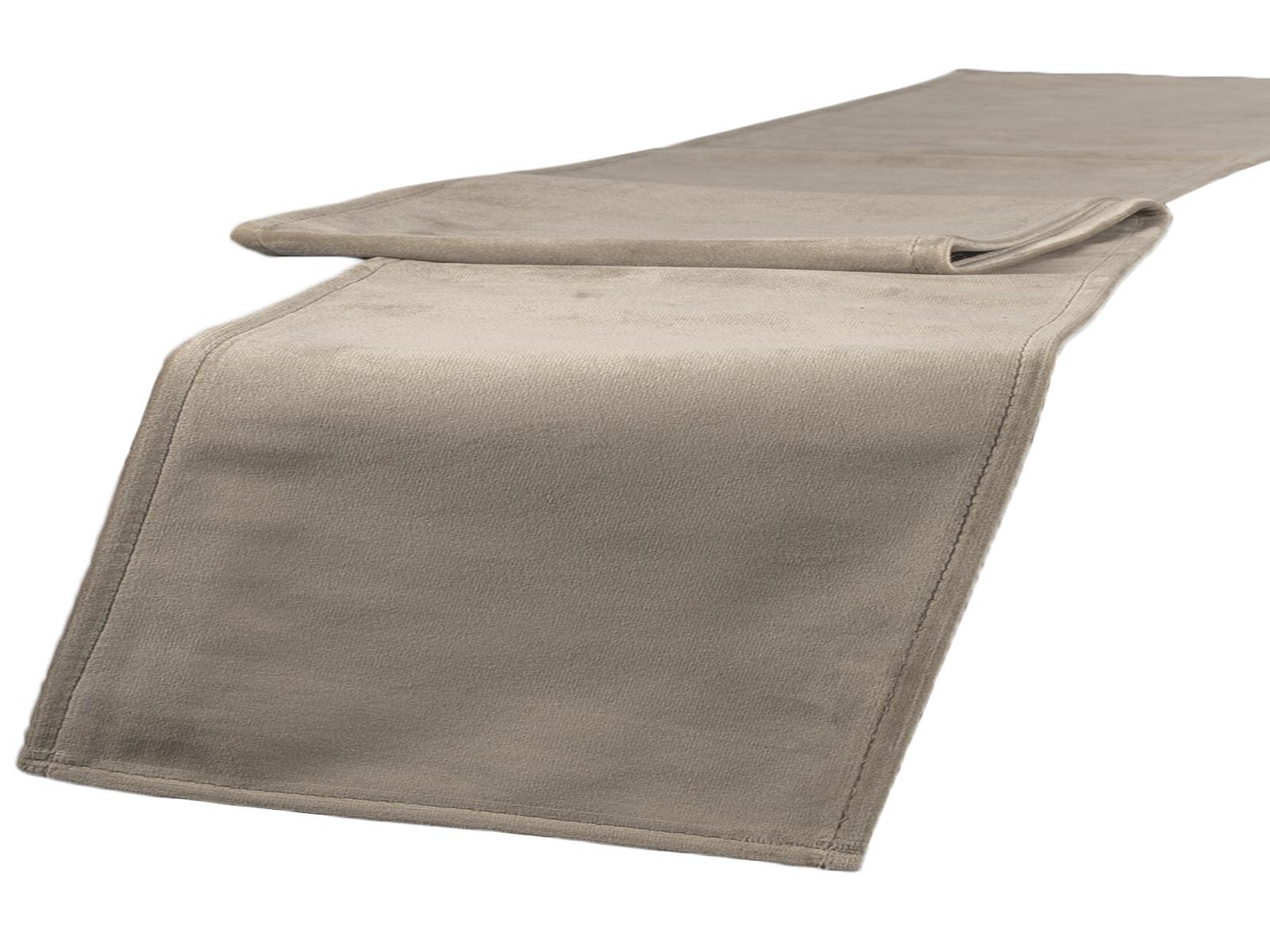 TISCHLÄUFER Samt&Sonders taupe 140/40 cm - Taupe, Textil (40/140cm) - beties Heimtextil