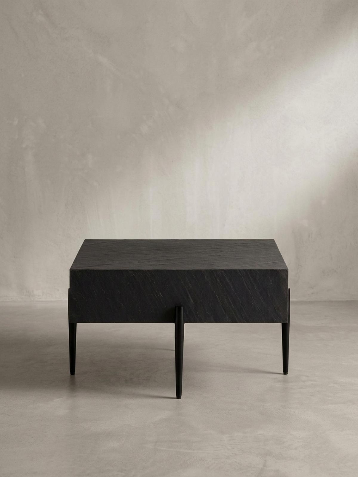 COUCHTISCH Quadratisch Anthrazit Steinoptik Metall 64x64x35 cm Modern Massiv - Schwarz/Grau, Holz/Metall (64/64/35cm) - KADIMA DESIGN