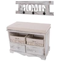 GARDEROBE MIT SITZBANK SHABBY White 2er-Set - Weiß, Holz (62/42/33cm) - MCW