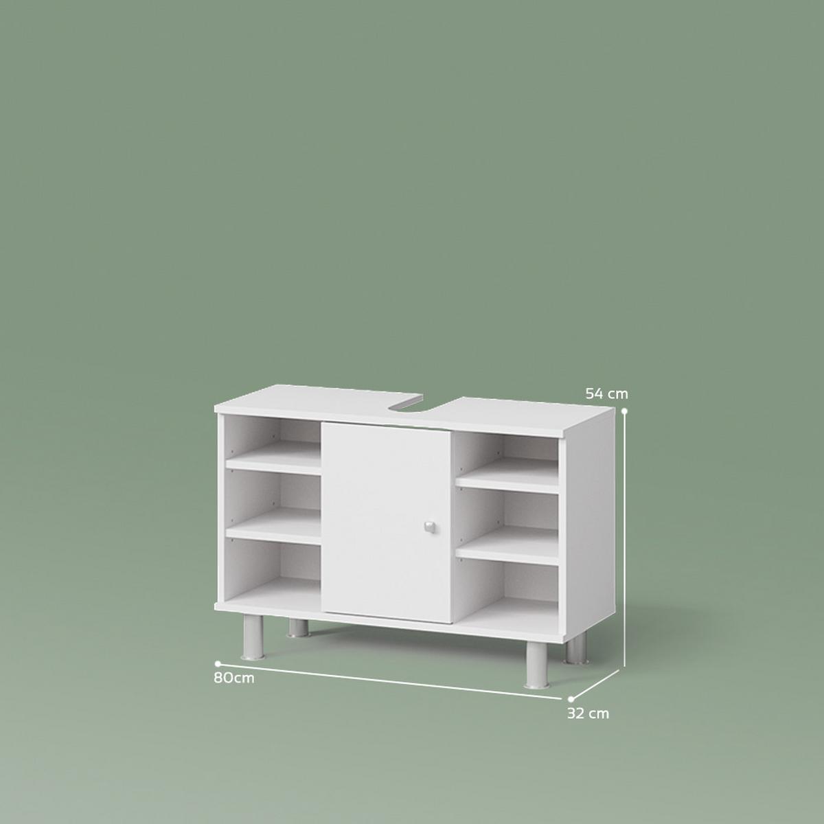 WASCHBECKENUNTERSCHRANK Fucino Weiß 80 x 54 cm - Weiß, Holzwerkstoff (80/54/32cm) - Livinity®
