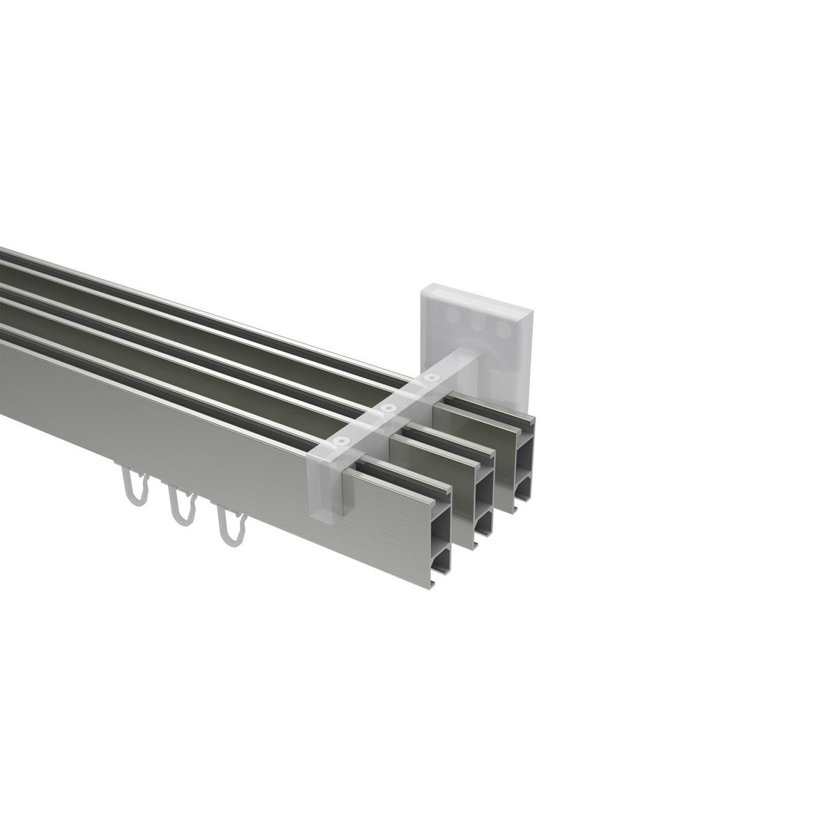 GARDINENSTANGE INNENLAUF Smartline Lox 540 cm (geteilt in 3 x 180 cm), 3-läufig, 14x35 mm Edelstahl-Optik - Edelstahlfarben, Metall (540cm) - INTERDECO