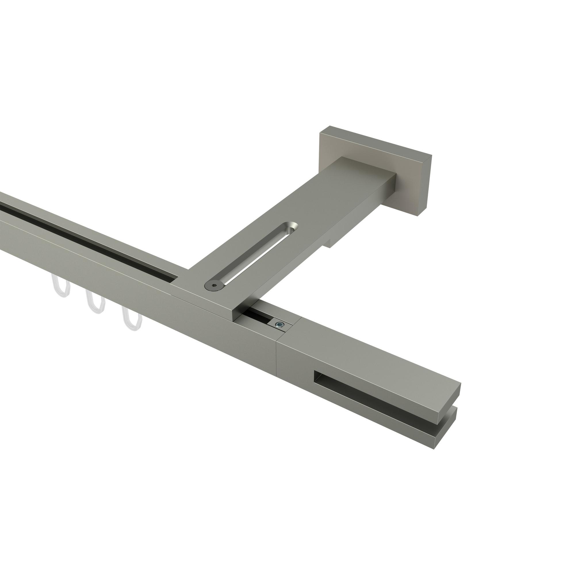 GARDINENSTANGE INNENLAUF Quadline (Multi) Diapo 100 cm, 1-läufig, 20x20 mm Satin-Silber - Silberfarben, Metall (100cm) - INTERDECO