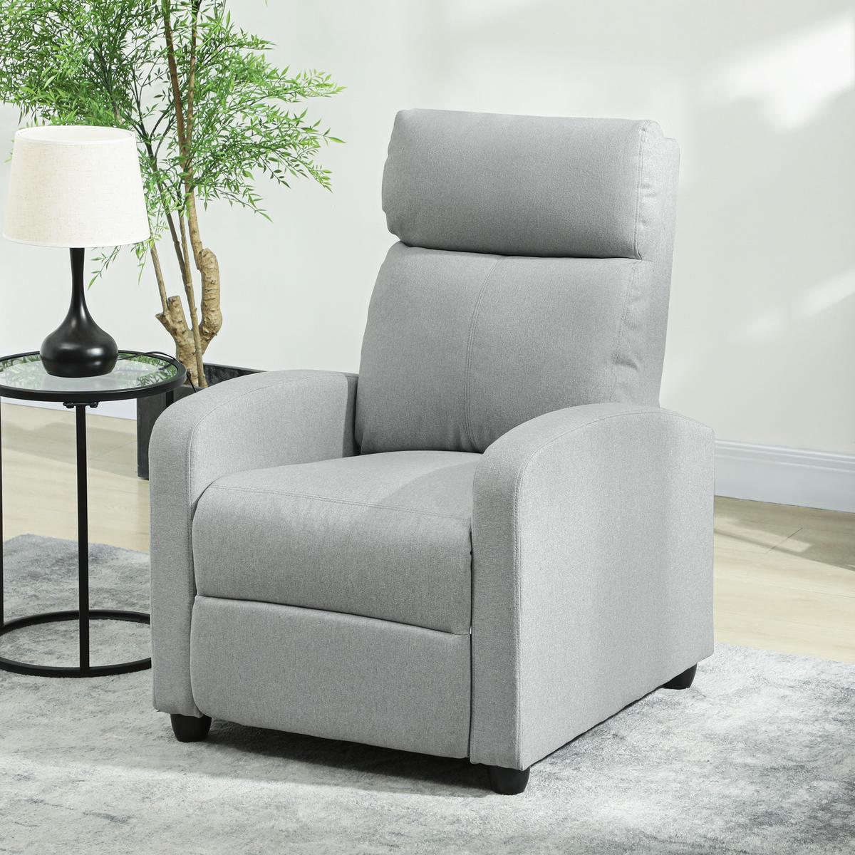 RELAXSESSEL Polyester Stahl Hellgrau - Hellgrau, Textil/Metall (88/101/69cm) - HOMCOM