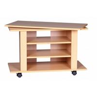 TV Board – Buchenholz drehbar rollbar 3 Ebenen - Schwarz/Braun, Holz/Kunststoff (38/75/51cm) - KADIMA DESIGN