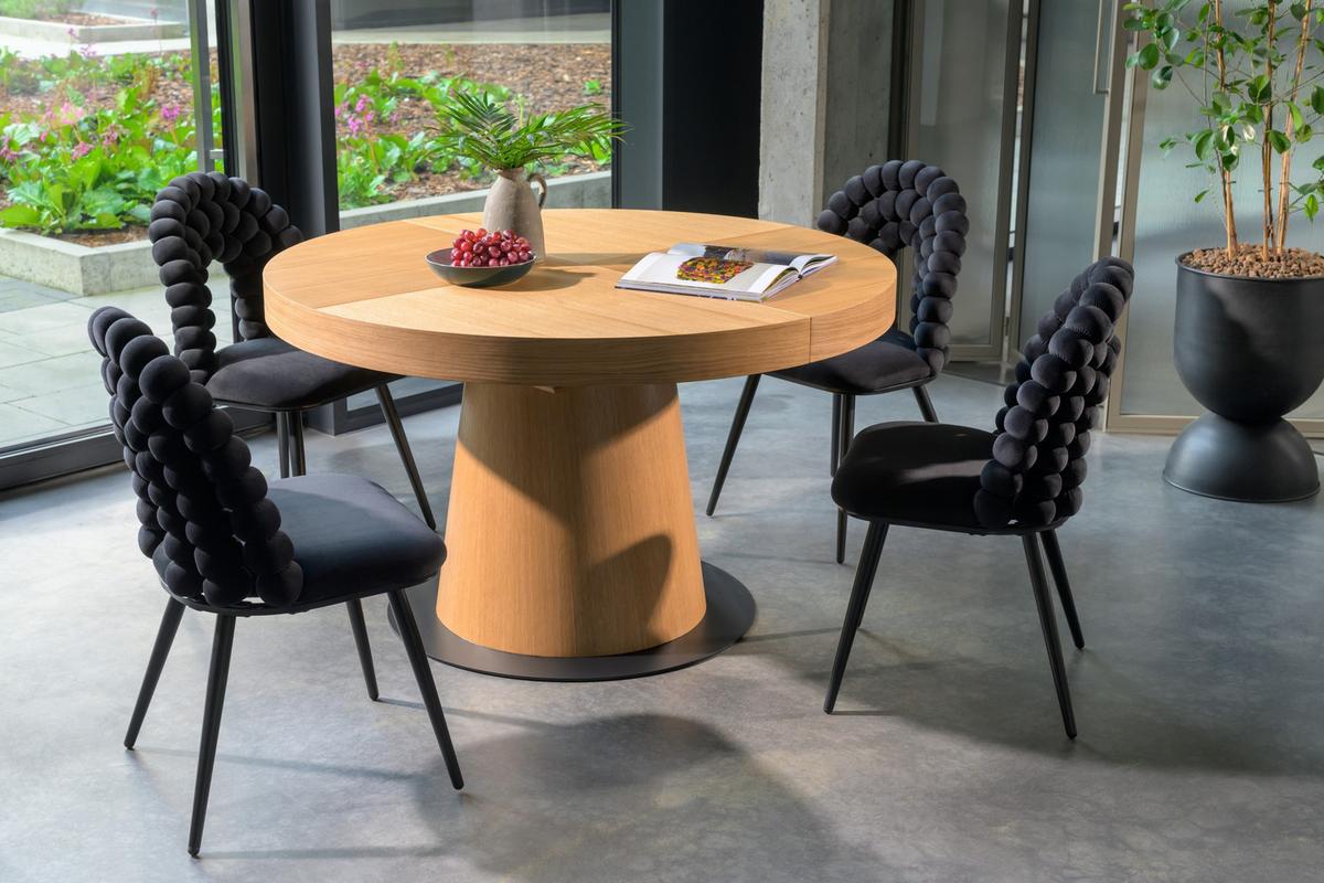 ESSTISCH METALO Ausziehbar 120 - 220 / 120 x 76 cm - Eichefarben, Holz (120/120/76cm) - MASSENO