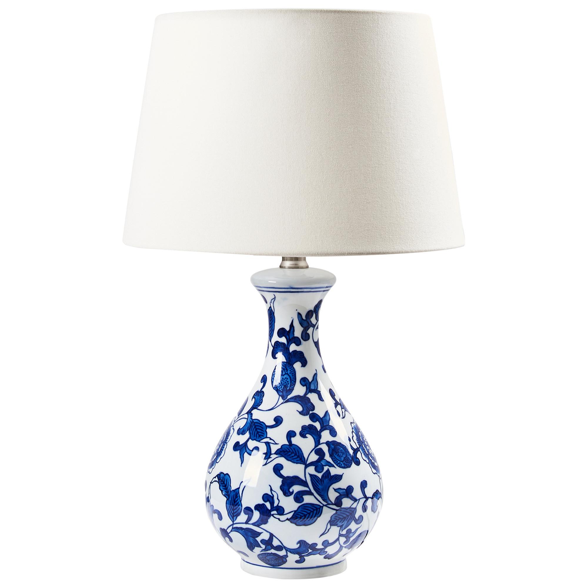 TISCHLEUCHTE Weiß/Blau Carmen - Blau/Weiß, Keramik (30/30/48cm) - Beliani