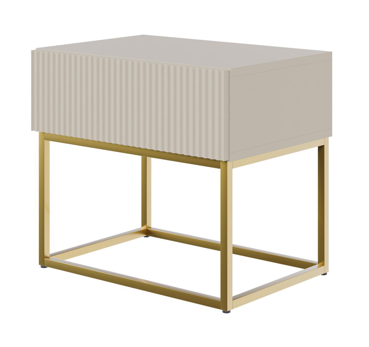NACHTSCHRANK Veldio Graubeige mit goldenen Metallbeinen 50 cm - Taupe/Greige, Holzwerkstoff/Metall (50/44/35.6cm) - Selsey