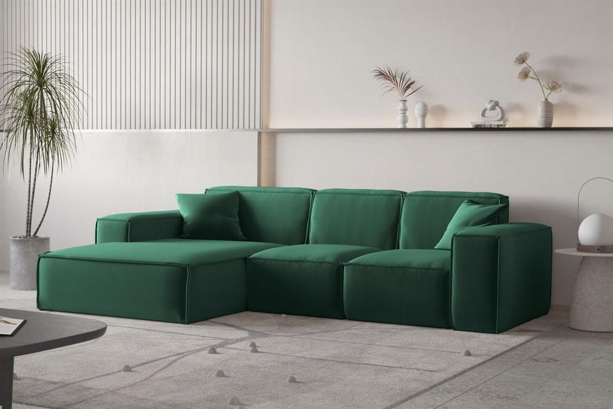 ECKSOFA Ottom Celes Premium Opera Velvet - Grün, Holzwerkstoff/Textil (266/165cm) - Fun Möbel