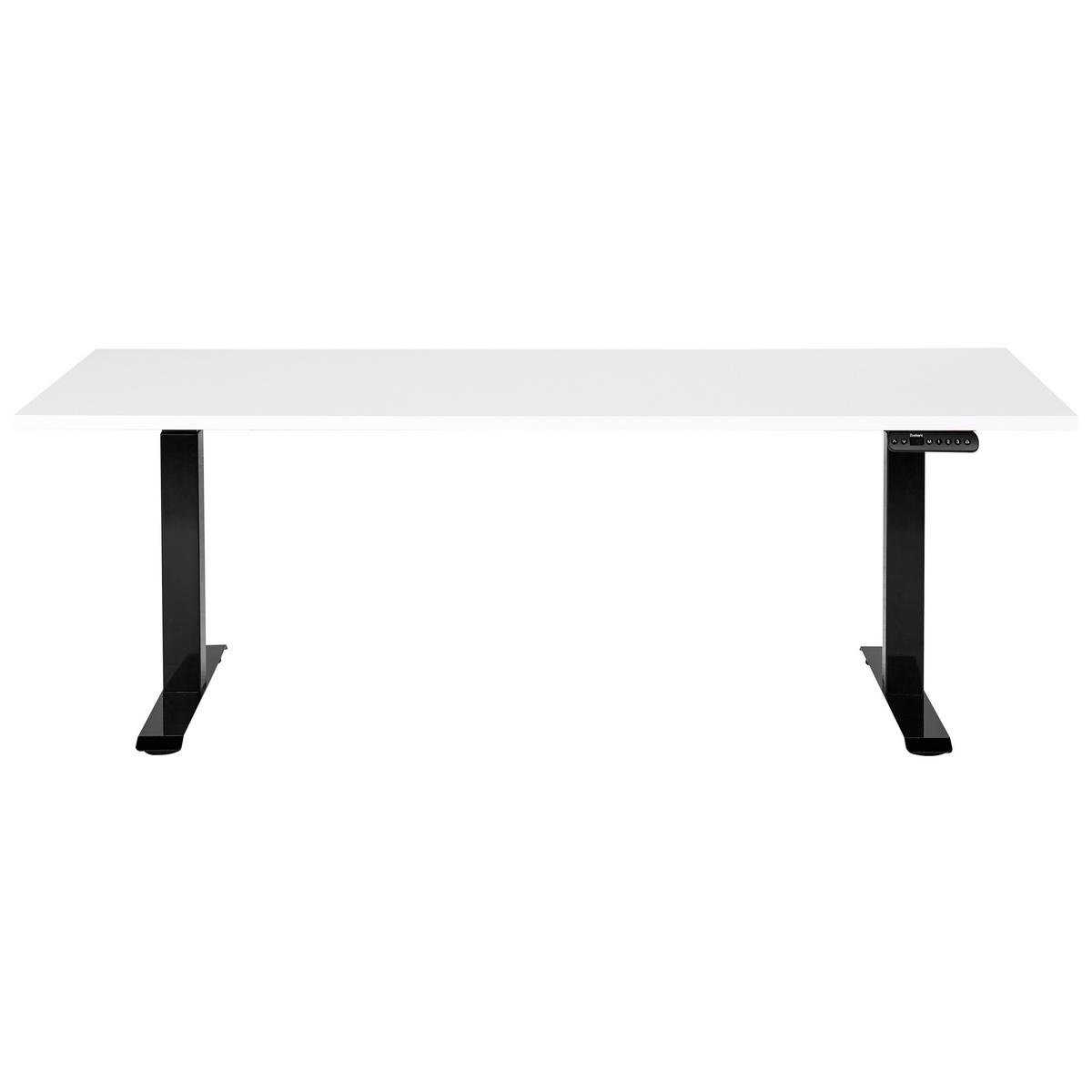 SCHREIBTISCH weißschwarz 180/80 cm elektrisch höhenverstellbar Destin III - Schwarz/Weiß, Holz (160/72/63cm) - Beliani