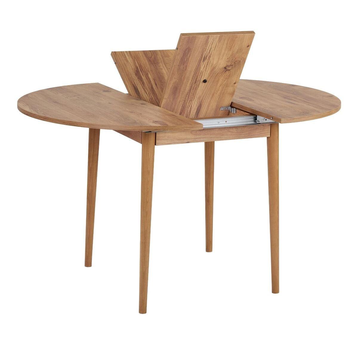 ESSTISCH ausziehbarer von 100 bis 131 cm mit runder Tischplatte 100/100/75 cm - Kieferfarben, Holzwerkstoff (111/100/75cm) - Calicosy