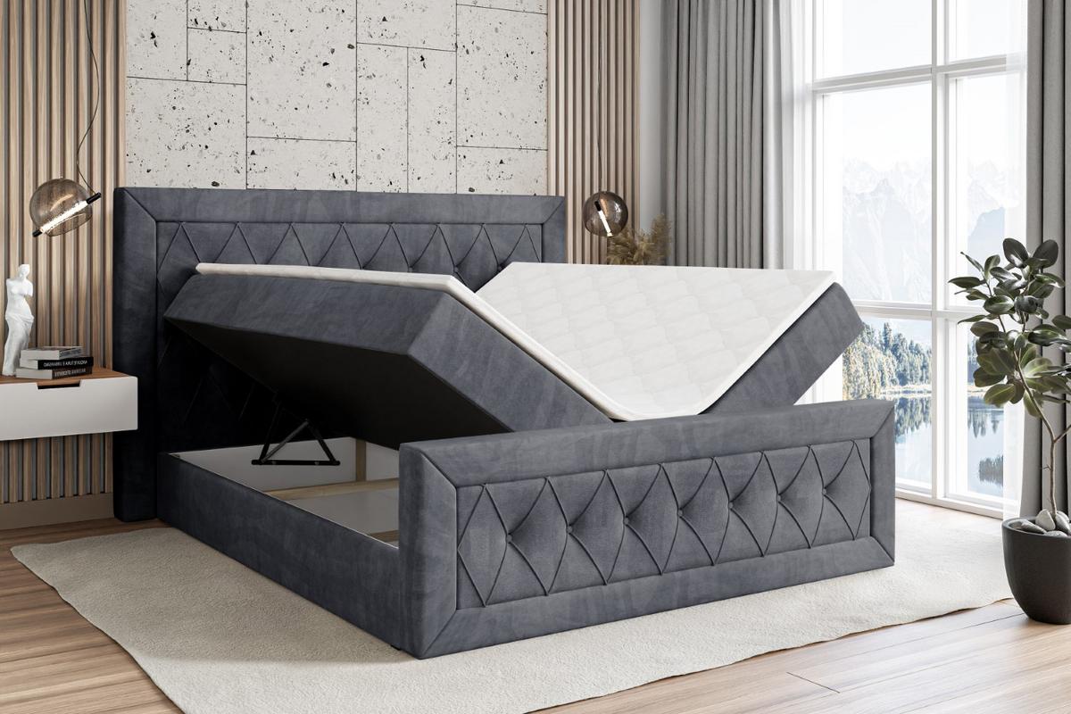 BOXBETT NOEL-Z - 180 x 200 - H4 - Dunkelgrau - Dunkelgrau, Holzwerkstoff (180/200cm) - ALTDECOR
