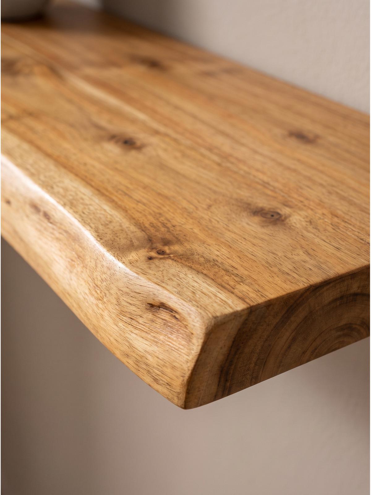 WANDREGAL LEVANTO, Akazie Massivholz, handgefertigt, 100 x 20 x 2,5 cm - Akaziefarben, Holz (100/2.5/20cm) - KADIMA DESIGN