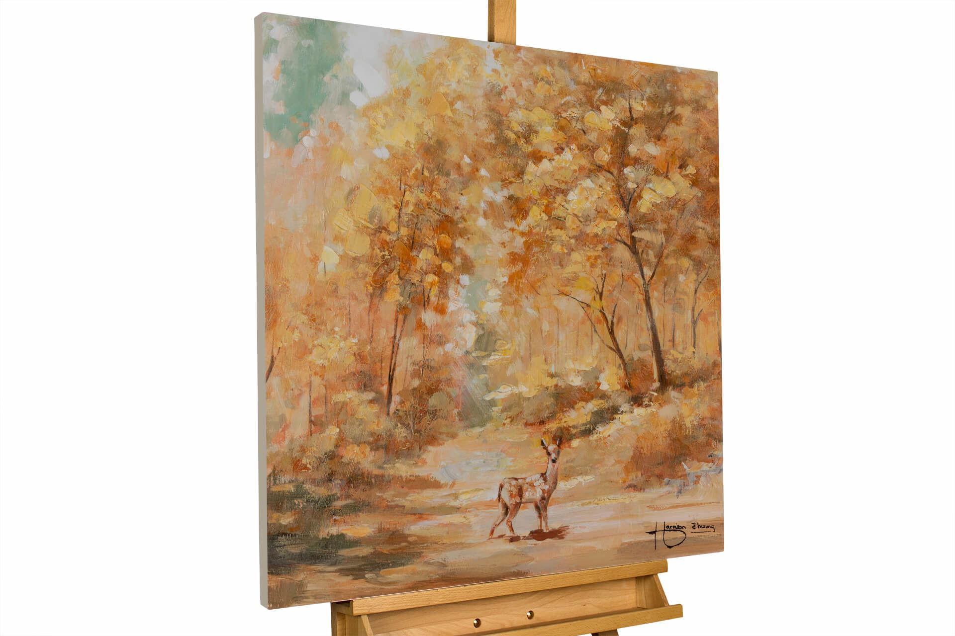 ACRYLBILD HANDGEMALT 60/60 cm - Orange, Holz/Textil (60/60cm) - KUNSTLOFT