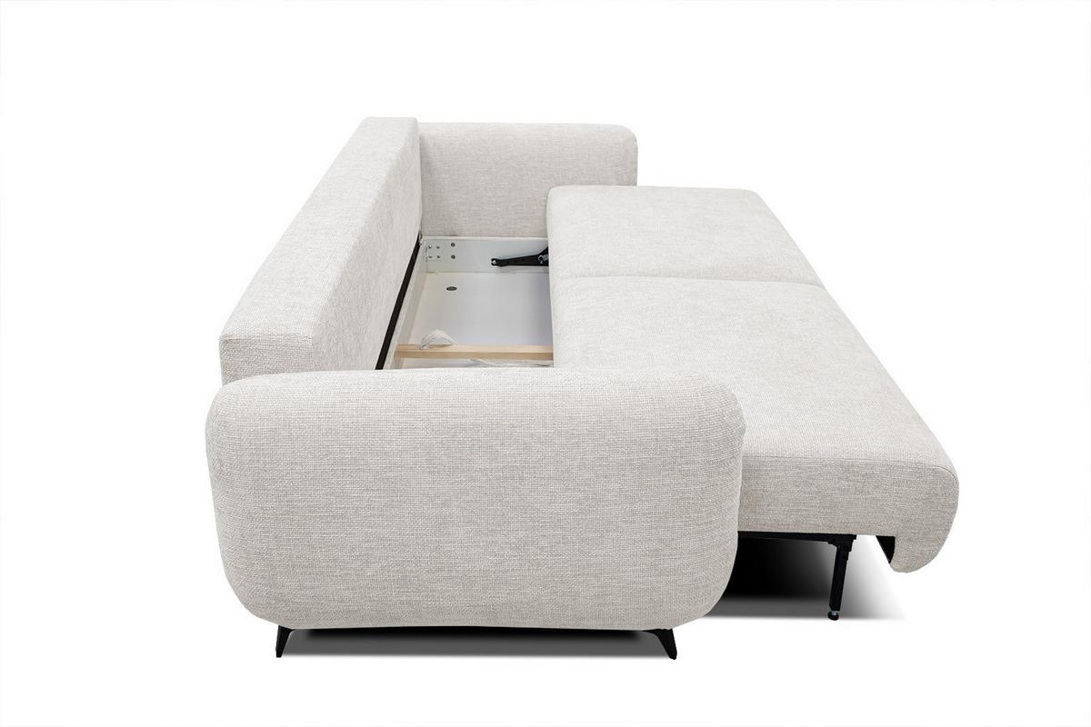 SOFA DRAKE 3-Sitzer mit Schlaffunktion, ecru - Ecru/Braun, Holz/Textil (232/90/107cm) - Wozimo