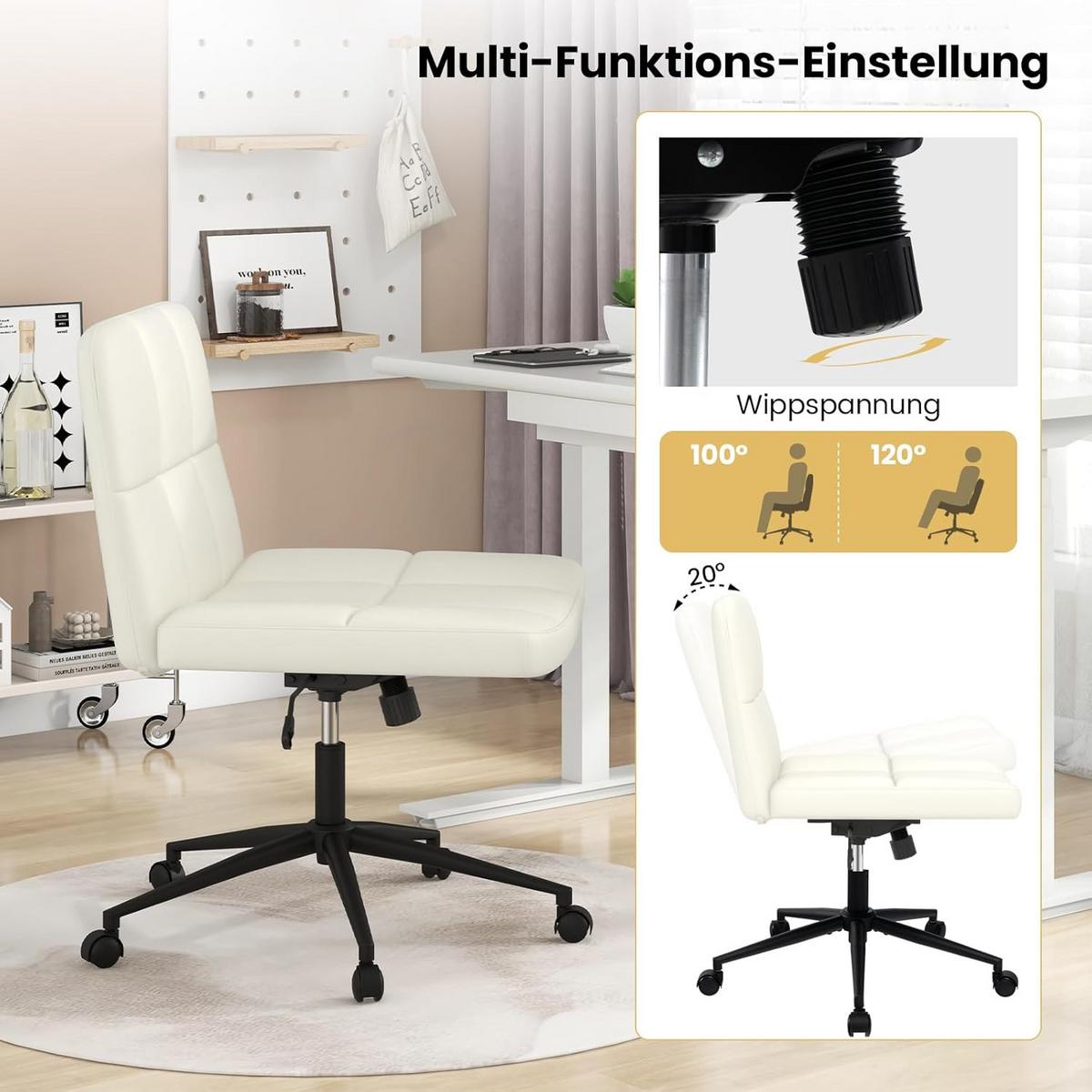 BÜROSTUHL Beige - Beige, Kunststoff (68/56/64cm) - COSTWAY