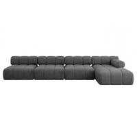 ECKSOFA modulares Sofa Razon-L3 - 380x160x70 cm Dunkelgrau Velours - Dunkelgrau, Holzwerkstoff/Textil (380/160cm) - ALTDECOR