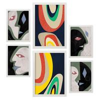 POSTER Set Mit 6 Kontrastische Künste In Liebhaber Abstrakt A3 & A4 Weißer Rahmen - Weiß, Papier (29/3cm) - Nacnic