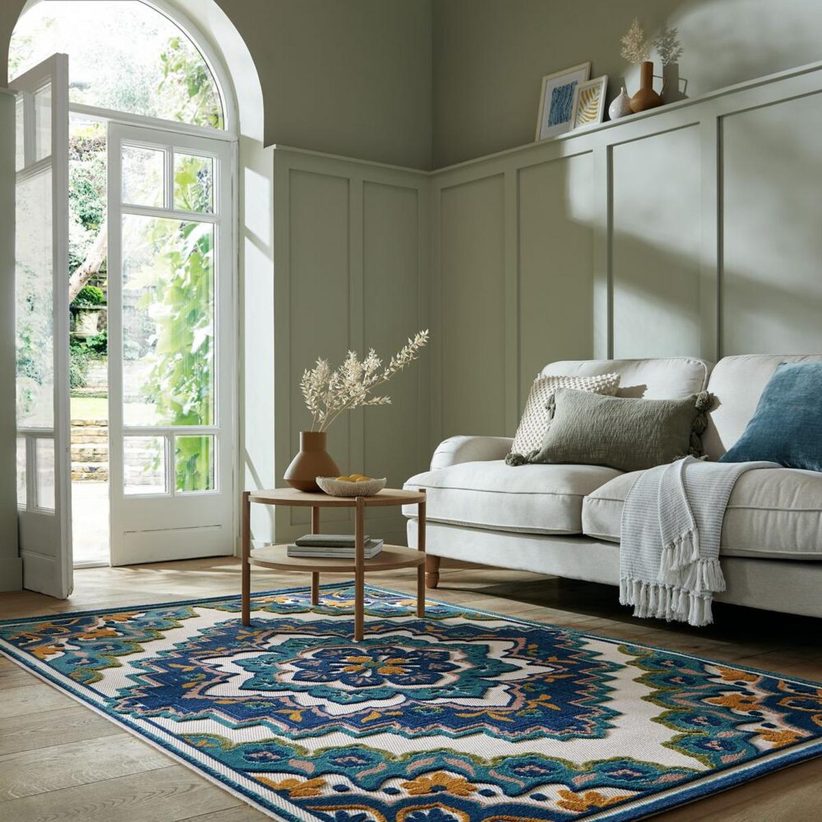 OUTDOORTEPPICH Waschbar MARDEN, floral, Blau, 200 x 290 cm - Blau, Textil (200/290cm) - KADIMA DESIGN