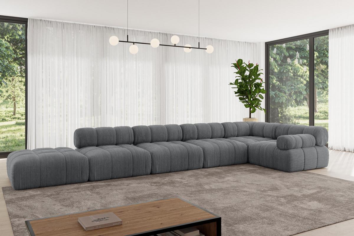 ECKSOFA modulares Sofa Felto-L3 - 475x190x70 cm Dunkelgrau Cord - Dunkelgrau, Holzwerkstoff/Textil (475/190cm) - ALTDECOR