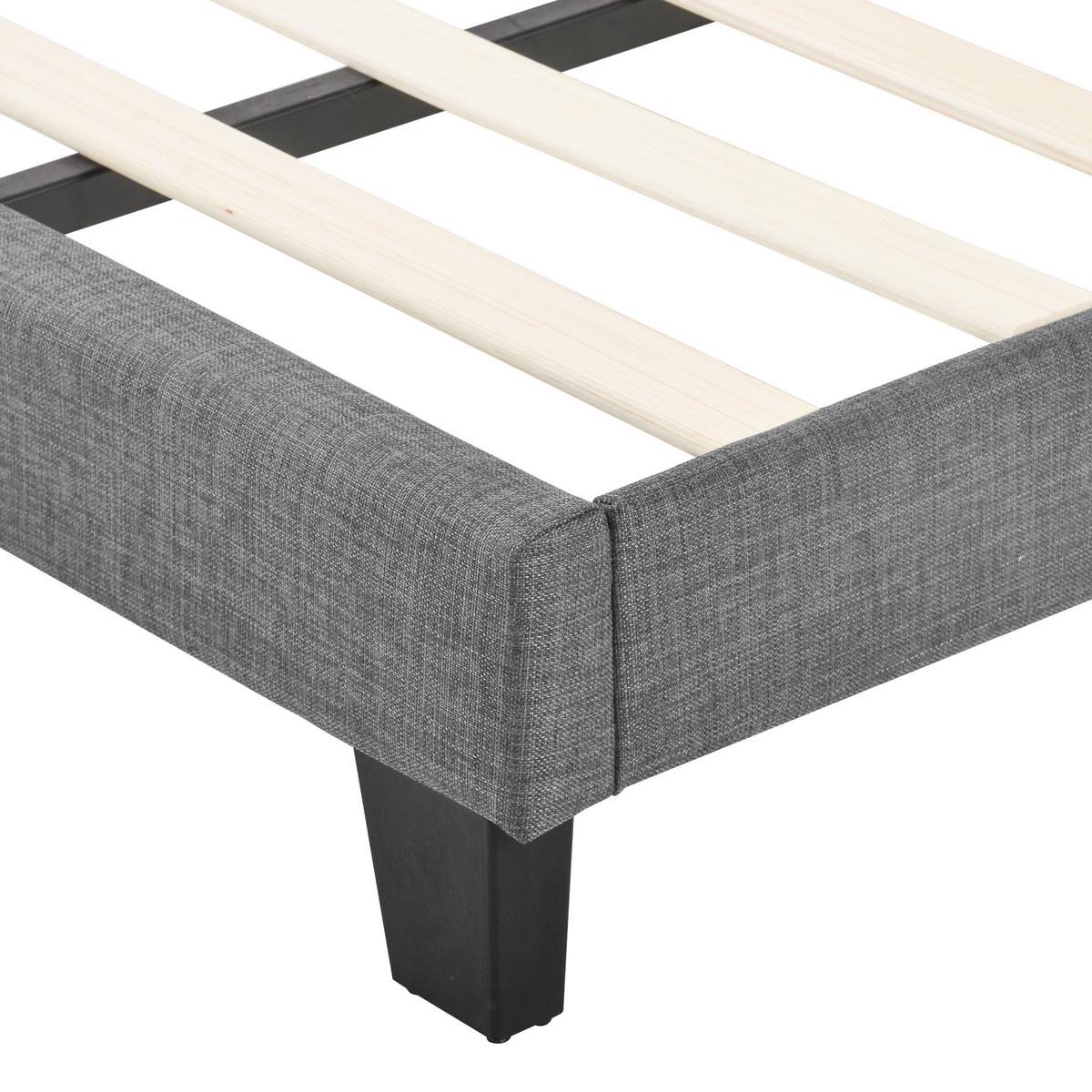 POLSTERBETT Grau Leinen mit Matratze & Lattenrost 140×200 cm - Grau, Holzwerkstoff/Textil (140/200cm) - Urban Meuble