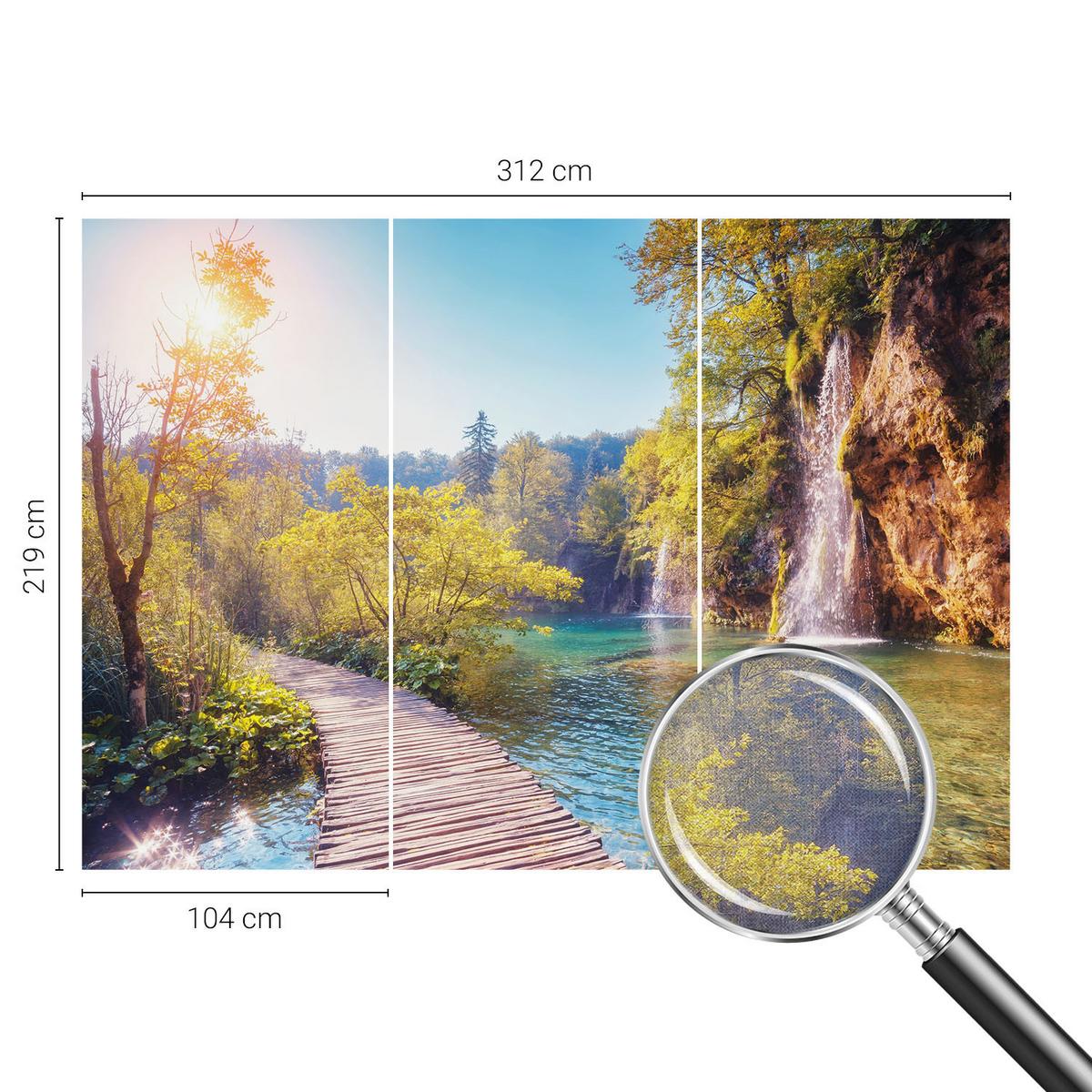 FOTOTAPETE 312x219 cm - Naturlandschaft - Grün, Textil (312/219cm) - Wallfluent