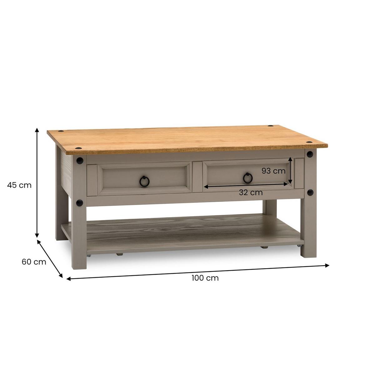 COUCHTISCH RAMON grau/braun - Braun/Grau, Holz (60/100/45cm) - IDIMEX