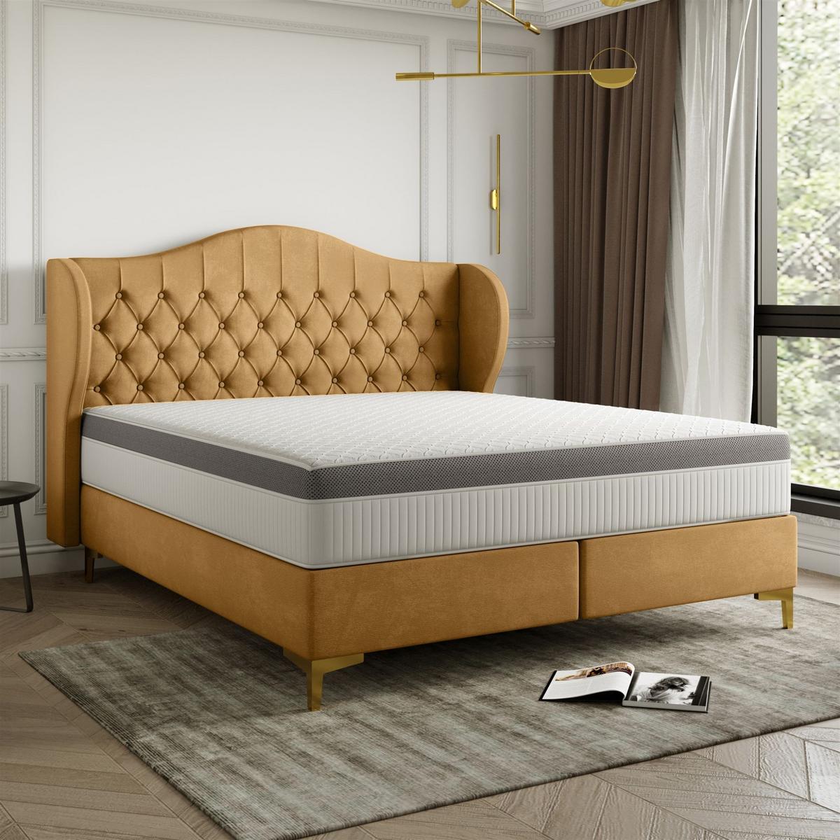 POLSTERBETT Pelagio In Whisper - Goldfarben, Holzwerkstoff/Textil (160/200cm) - Fun Möbel