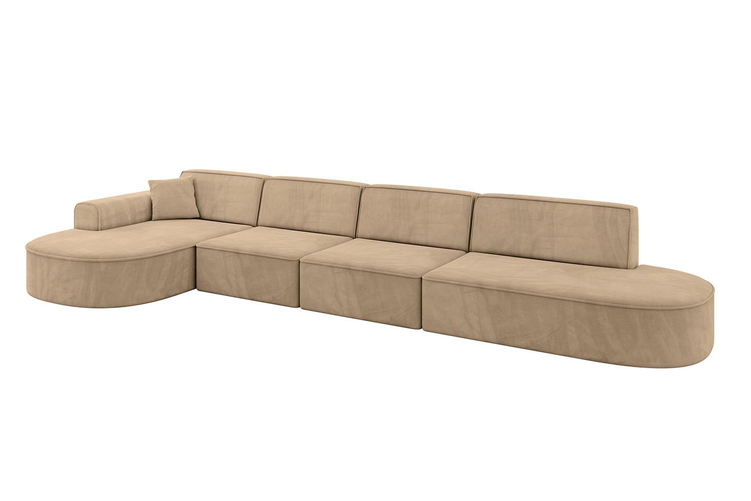 ECKSOFA Ottomane Links MARI-L3 - 413x171x79 cm Taupe Velours - Taupe/Schwarz, Holzwerkstoff/Kunststoff (413/171cm) - ALTDECOR