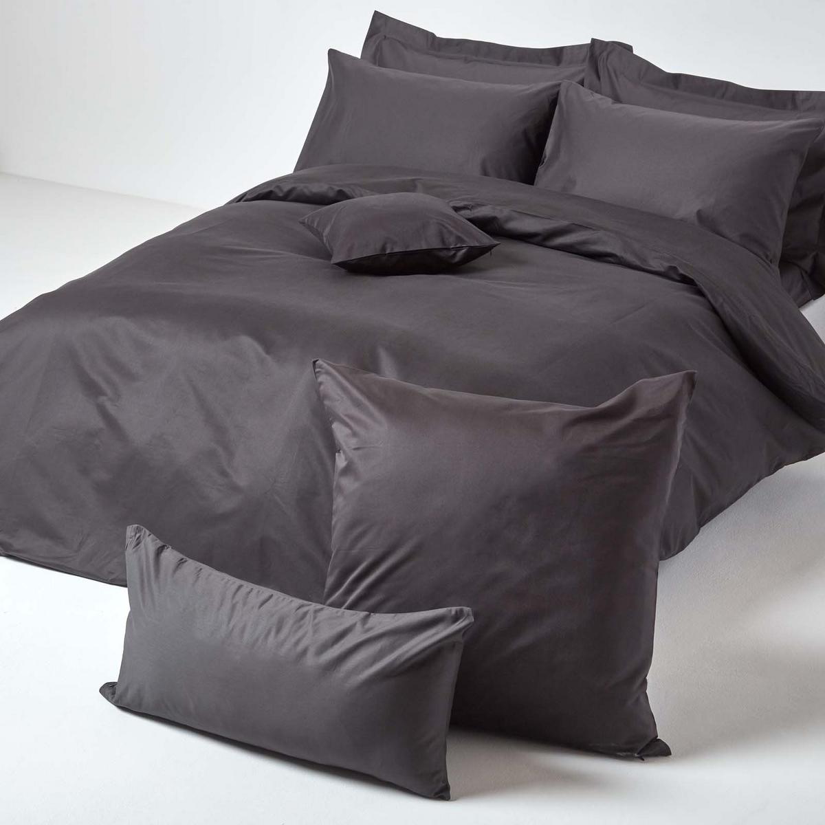 KISSENBEZUG Stehsaum Premium, Ägyptische Baumwolle, Fadendichte 1000 - Anthrazit, Textil (48/74cm) - Homescapes