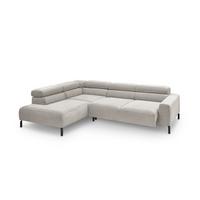 ECKSOFA DELIA Silber Cord - Silberfarben/Schwarz, Textil/Metall (276/219cm) - KAWOLA