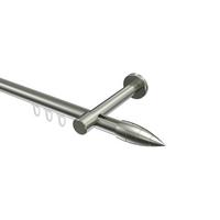 GARDINENSTANGE INNENLAUF Prestige Samanto 240 cm (geteilt in 2 x 120 cm), 1-läufig, 20 mm Ø Edelstahl-Optik - Edelstahlfarben, Metall (240cm) - INTERDECO