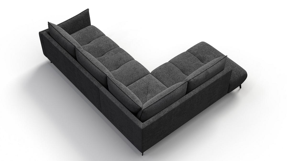 ECKSOFA AERA 5-Sitzer links, dunkelgrau - Dunkelgrau/Schwarz, Holz/Textil (268/206cm) - Wozimo