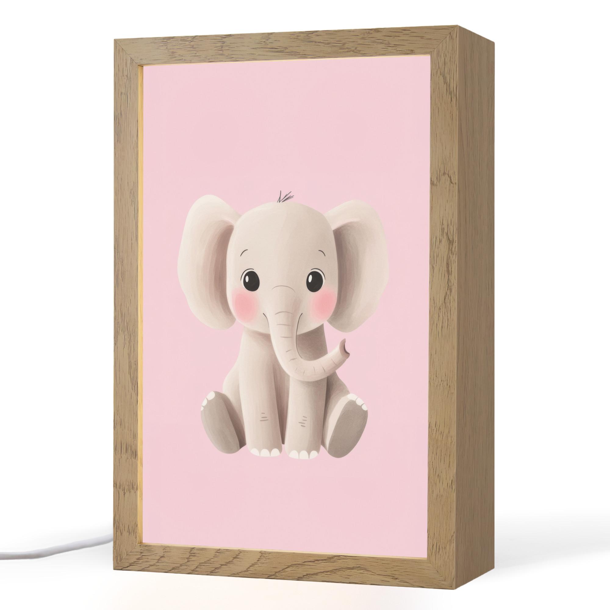 NACHTTISCHLAMPE Elefant - Baby - Rosa - Cartoon 20x30 cm - Rosa, Holzwerkstoff (8/20/30cm) - OnlyWow