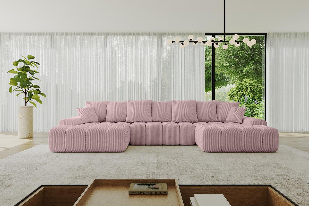 WOHNLANDSCHAFT ENSI-U - 353x164x69 cm Rosa - Rosa, Holzwerkstoff/Kunststoff (357/69/164cm) - ALTDECOR