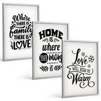 BILDER SET 3er Set - 40x60 cm Silberner Rahmen - Familie, Liebe, Zuhause, Wärme - Silberfarben, Kunststoff (40/60cm) - TULUP