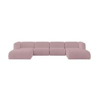 WOHNLANDSCHAFT MIRA-U2 408x179x70 Rosa Cord - Schwarz/Rosa, Holzwerkstoff/Kunststoff (408/70/179cm) - ALTDECOR