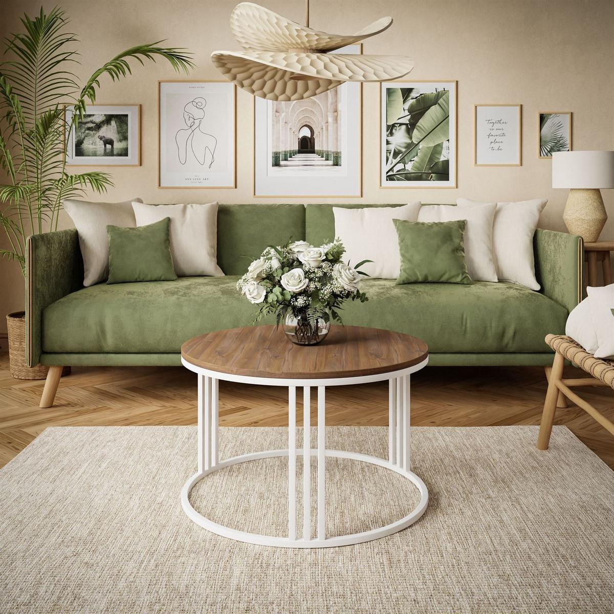 COUCHTISCH LORI LOFT - Dunkelbraun/Weiß, Holzwerkstoff (70/70/48cm) - Lookway