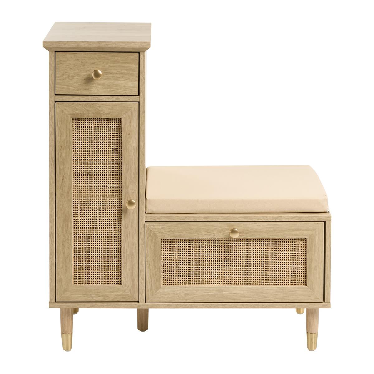 SCHUHBANK mit Stauraum Hellbraun Forster - Hellbraun/Beige, Holzwerkstoff (79/90/37cm) - Beliani