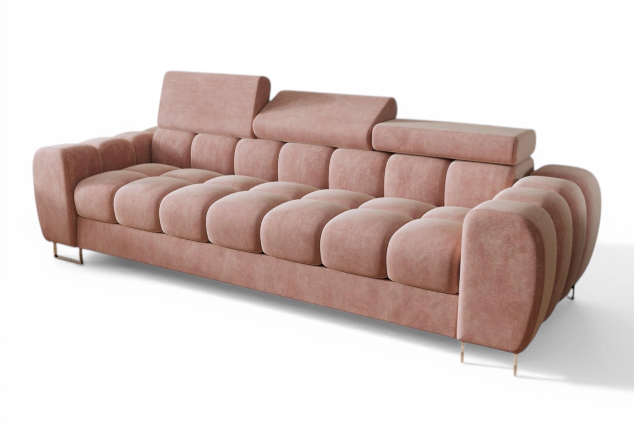 SOFA 3-sitzer Bastien In Stoff Terra - Rosa, Holzwerkstoff/Textil (265/95/97cm) - Fun Möbel