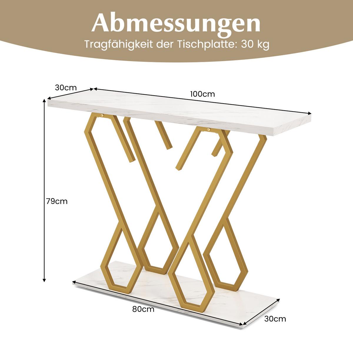 KONSOLENTISCH Weiß - Weiß, Holzwerkstoff (30/100/79cm) - COSTWAY