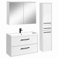BADMÖBEL-SET Florence 3 Teile Hochglanz Weiß - 80 x 35 x 51 cm - Weiß, Holz (80/51/35cm) - Badplaats